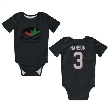 Black Chicago Blackhawks Dave Manson   Newborn & Infant Bodysuit