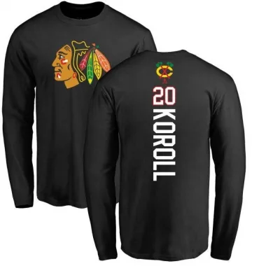 Black Men's Cliff Koroll Chicago Blackhawks Backer Long Sleeve T-Shirt -