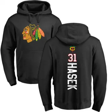 Black Men's Dominik Hasek Chicago Blackhawks Branded Backer Pullover Hoodie