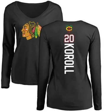 Black Women's Cliff Koroll Chicago Blackhawks Backer Long Sleeve T-Shirt -