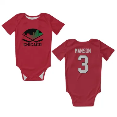 Red Chicago Blackhawks Dave Manson   Newborn & Infant Bodysuit