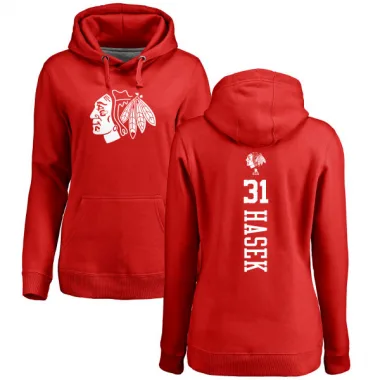 Red Women's Dominik Hasek Chicago Blackhawks Branded One Color Backer Pullover Hoodie