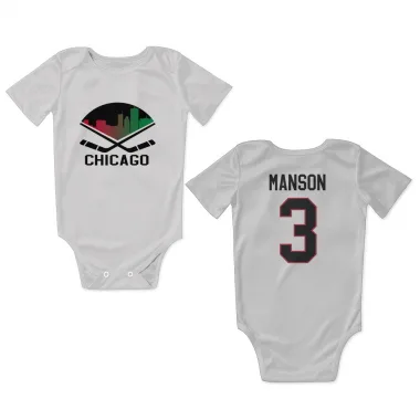 White Chicago Blackhawks Dave Manson   Newborn & Infant Bodysuit