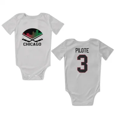 White Chicago Blackhawks Pierre Pilote   Newborn & Infant Bodysuit